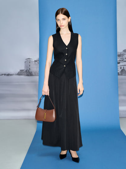 CHARLES & KEITH Value | Cesia Metallic-Accent Shoulder Bag - Chocolate