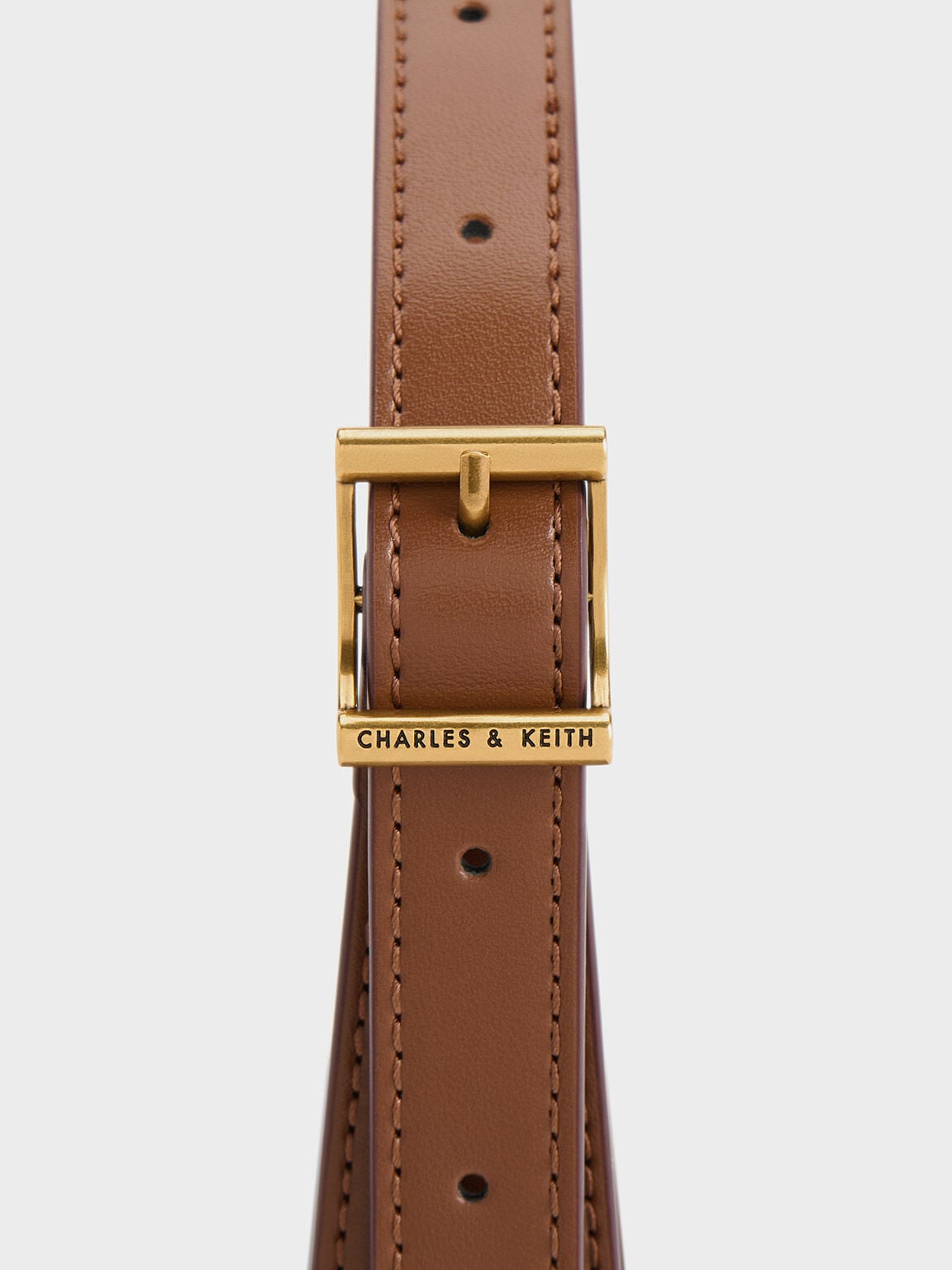 CHARLES & KEITH Value | Cesia Metallic-Accent Shoulder Bag - Chocolate