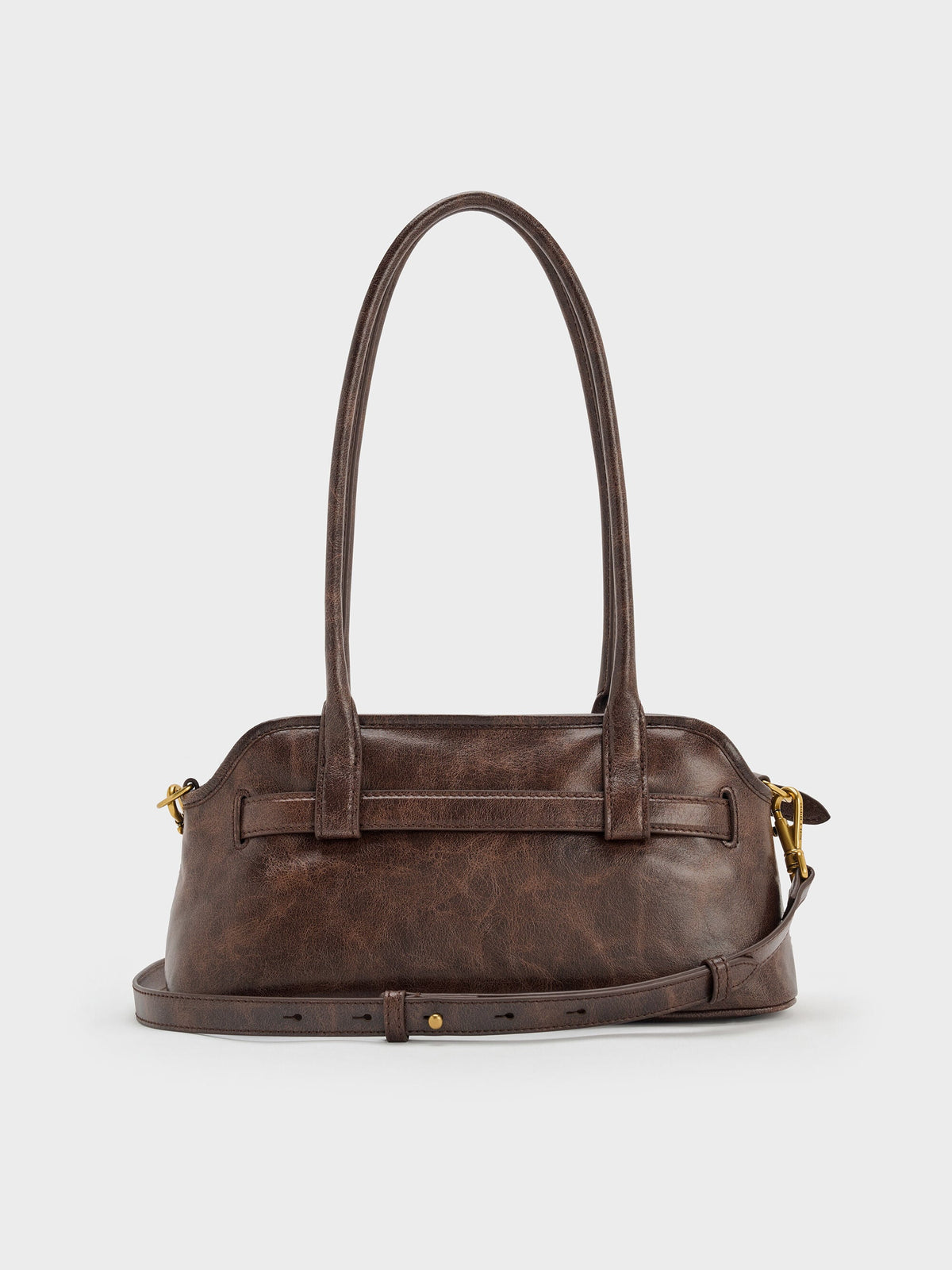 CHARLES & KEITH Smart Buy | Victoria Studded Belted Shoulder Bag - Distressed Coffee