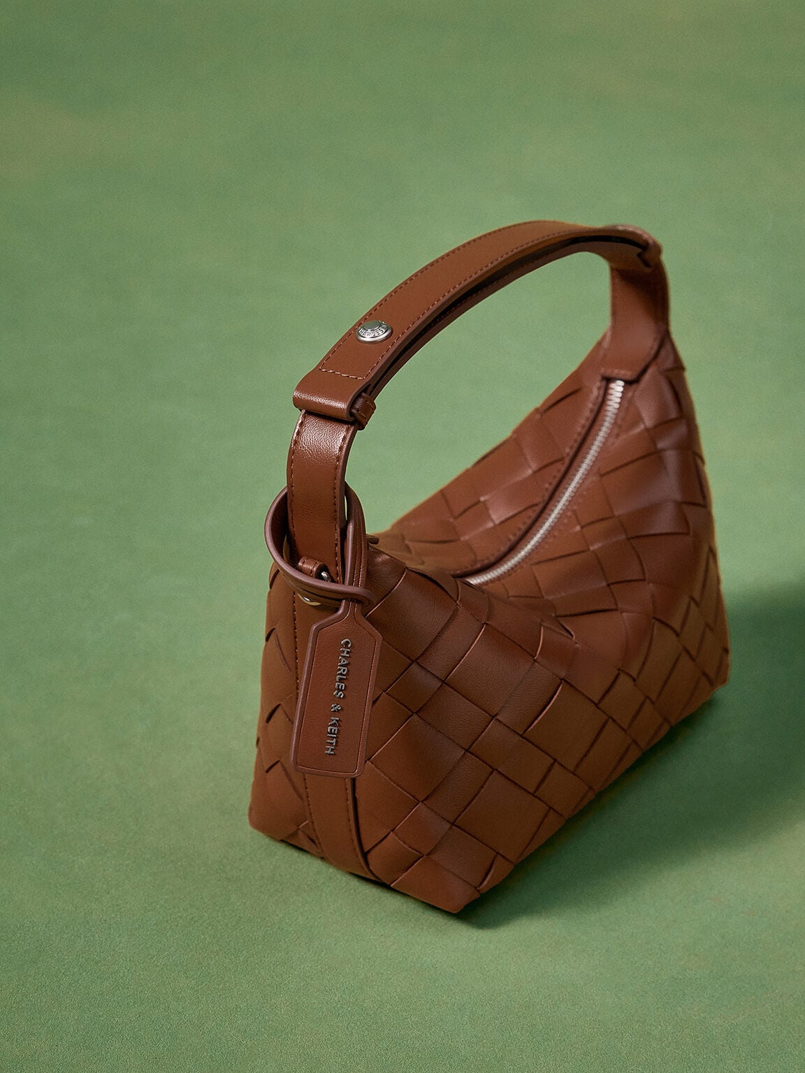 CHARLES & KEITH Deals | Ivette Woven Shoulder Bag - Chocolate