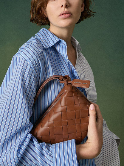 CHARLES & KEITH Deals | Ivette Woven Shoulder Bag - Chocolate