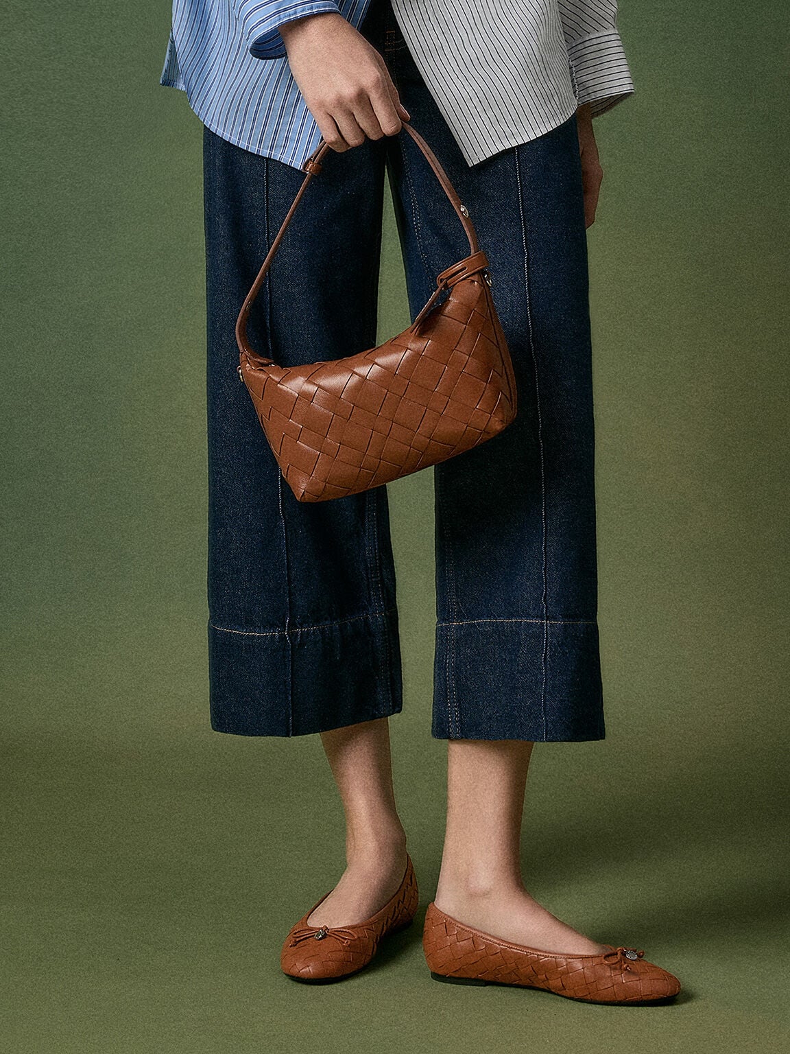 CHARLES & KEITH Deals | Ivette Woven Shoulder Bag - Chocolate