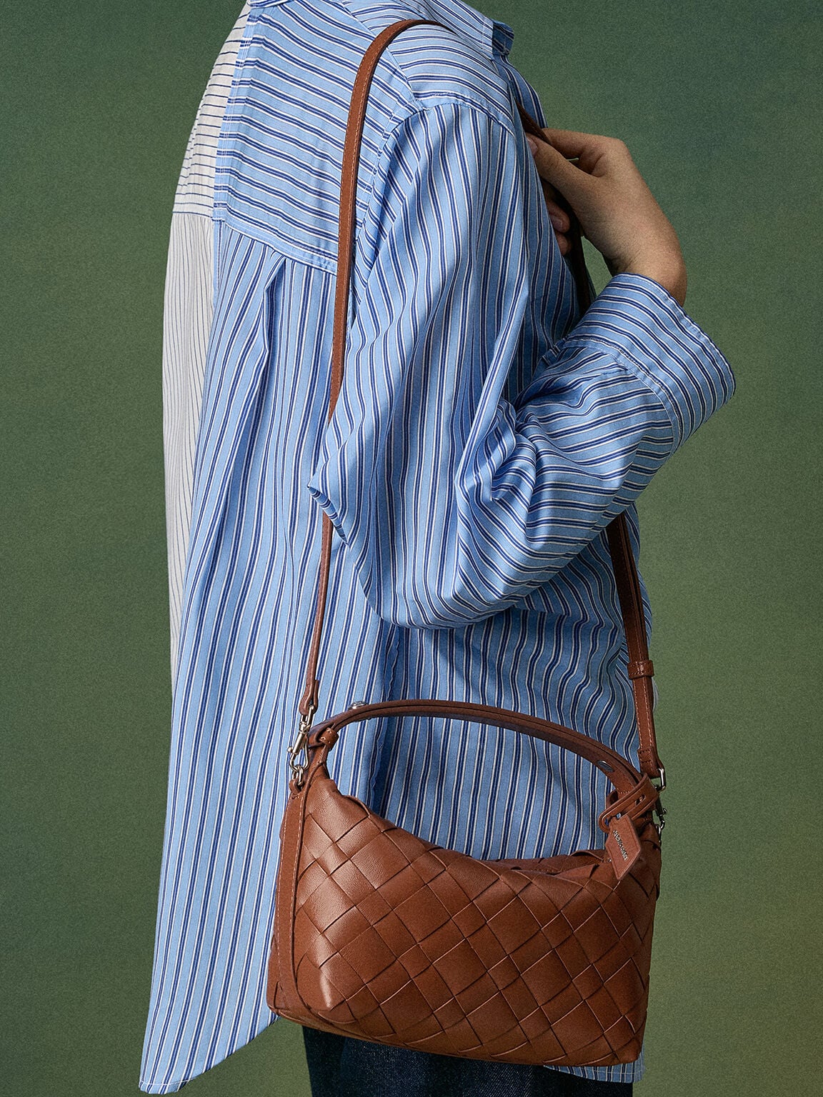 CHARLES & KEITH Deals | Ivette Woven Shoulder Bag - Chocolate