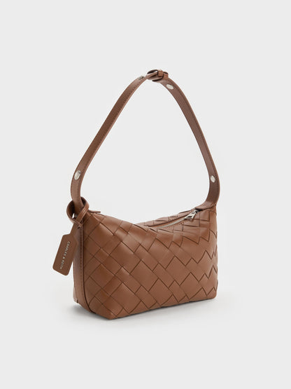 CHARLES & KEITH Deals | Ivette Woven Shoulder Bag - Chocolate