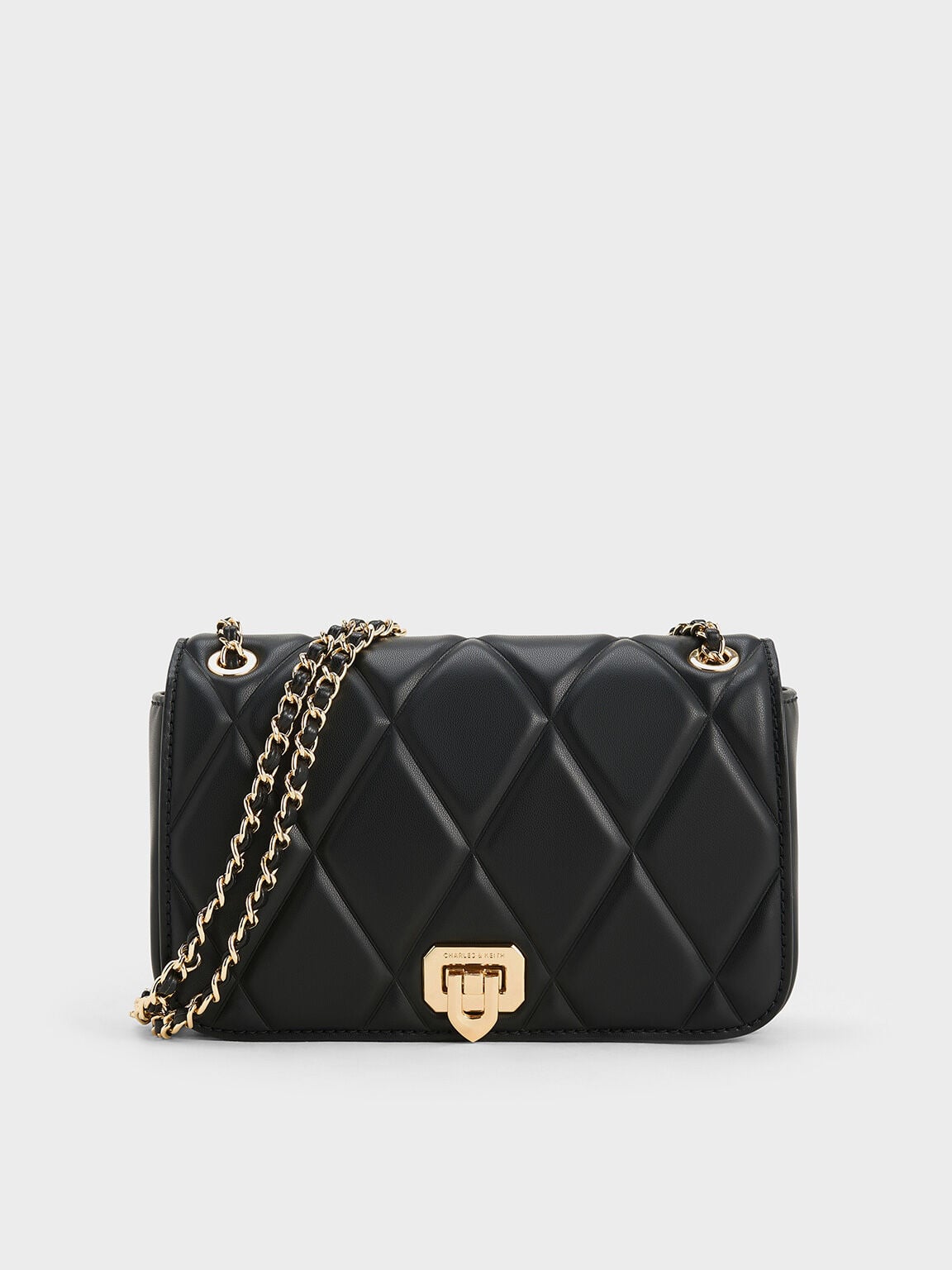 CHARLES & KEITH Smart Buy | Arwen Diamond-Quilt Shoulder Bag - Black