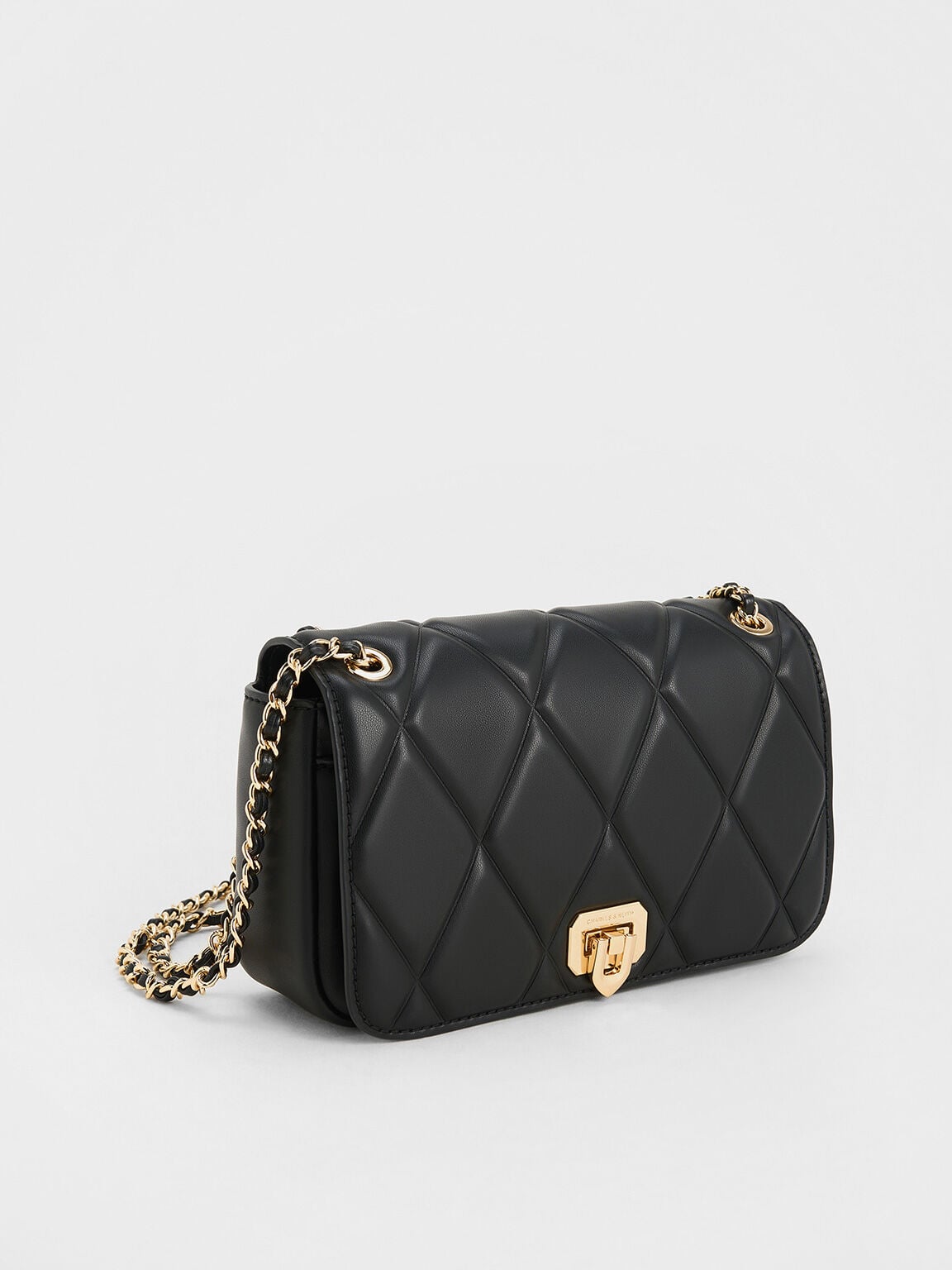 CHARLES & KEITH Smart Buy | Arwen Diamond-Quilt Shoulder Bag - Black