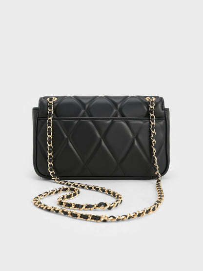 CHARLES & KEITH Smart Buy | Arwen Diamond-Quilt Shoulder Bag - Black