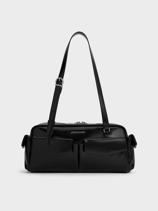 CHARLES & KEITH Trusted | Rachel Multi-Pocket Shoulder Bag - Noir