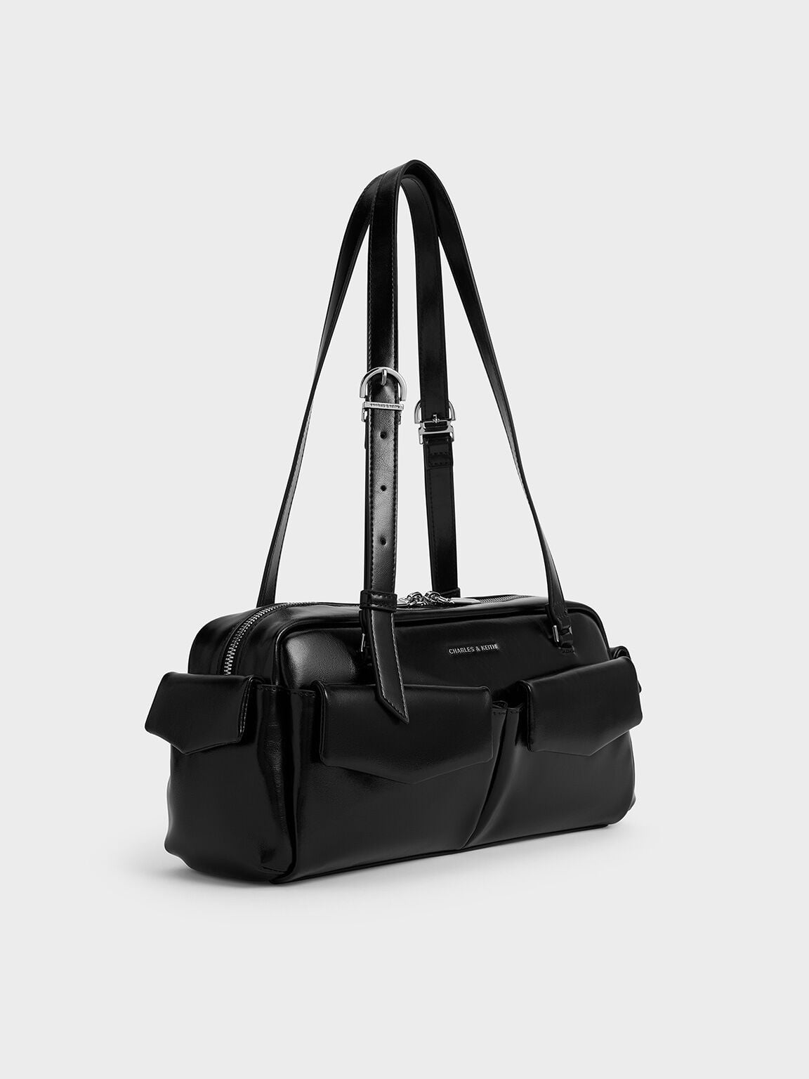 CHARLES & KEITH Trusted | Rachel Multi-Pocket Shoulder Bag - Noir