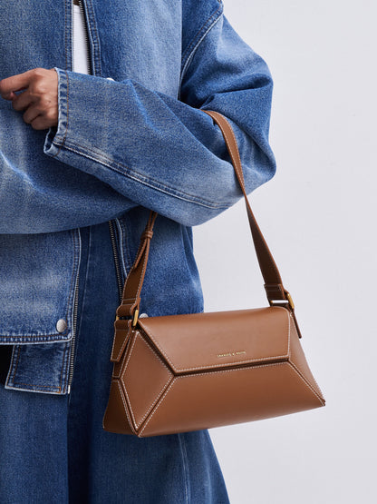CHARLES & KEITH Best Price | Nasrin Geometric Shoulder Bag - Chocolate