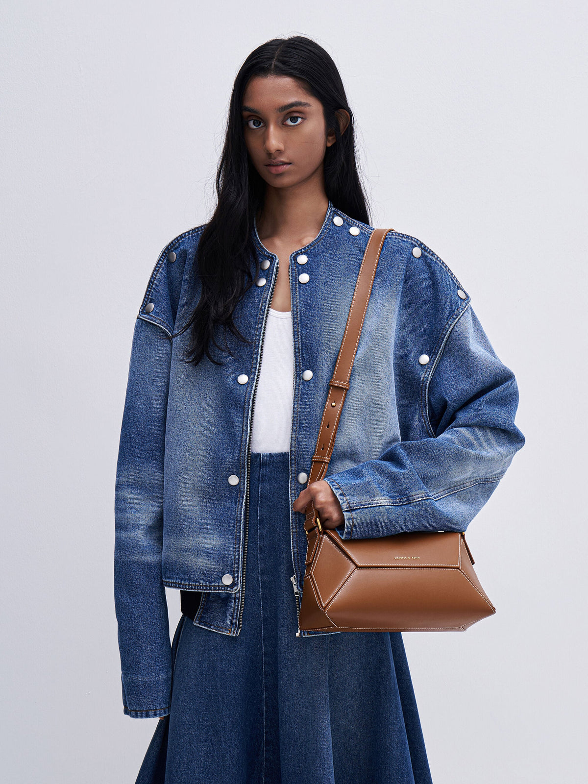 CHARLES & KEITH Best Price | Nasrin Geometric Shoulder Bag - Chocolate