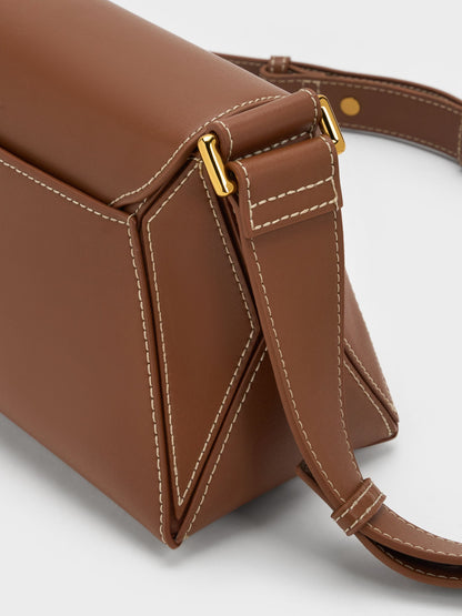 CHARLES & KEITH Best Price | Nasrin Geometric Shoulder Bag - Chocolate