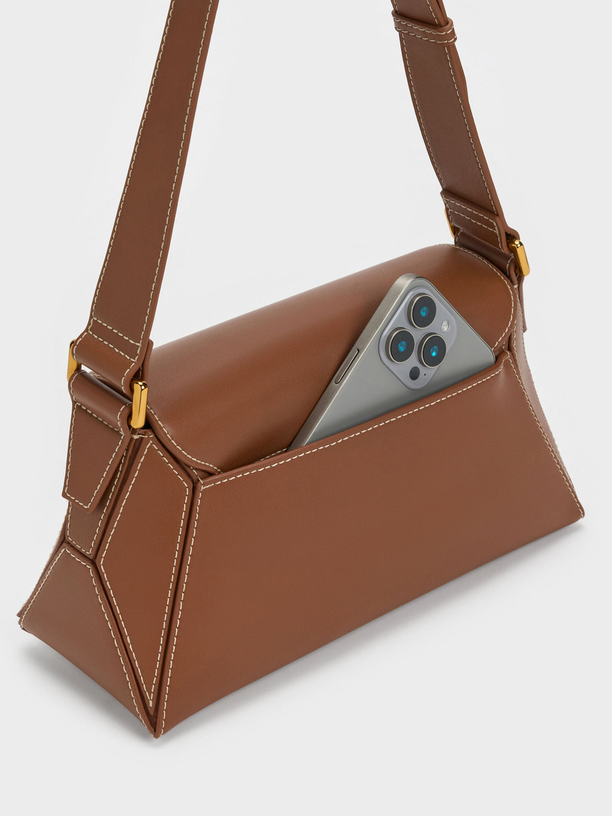 CHARLES & KEITH Best Price | Nasrin Geometric Shoulder Bag - Chocolate