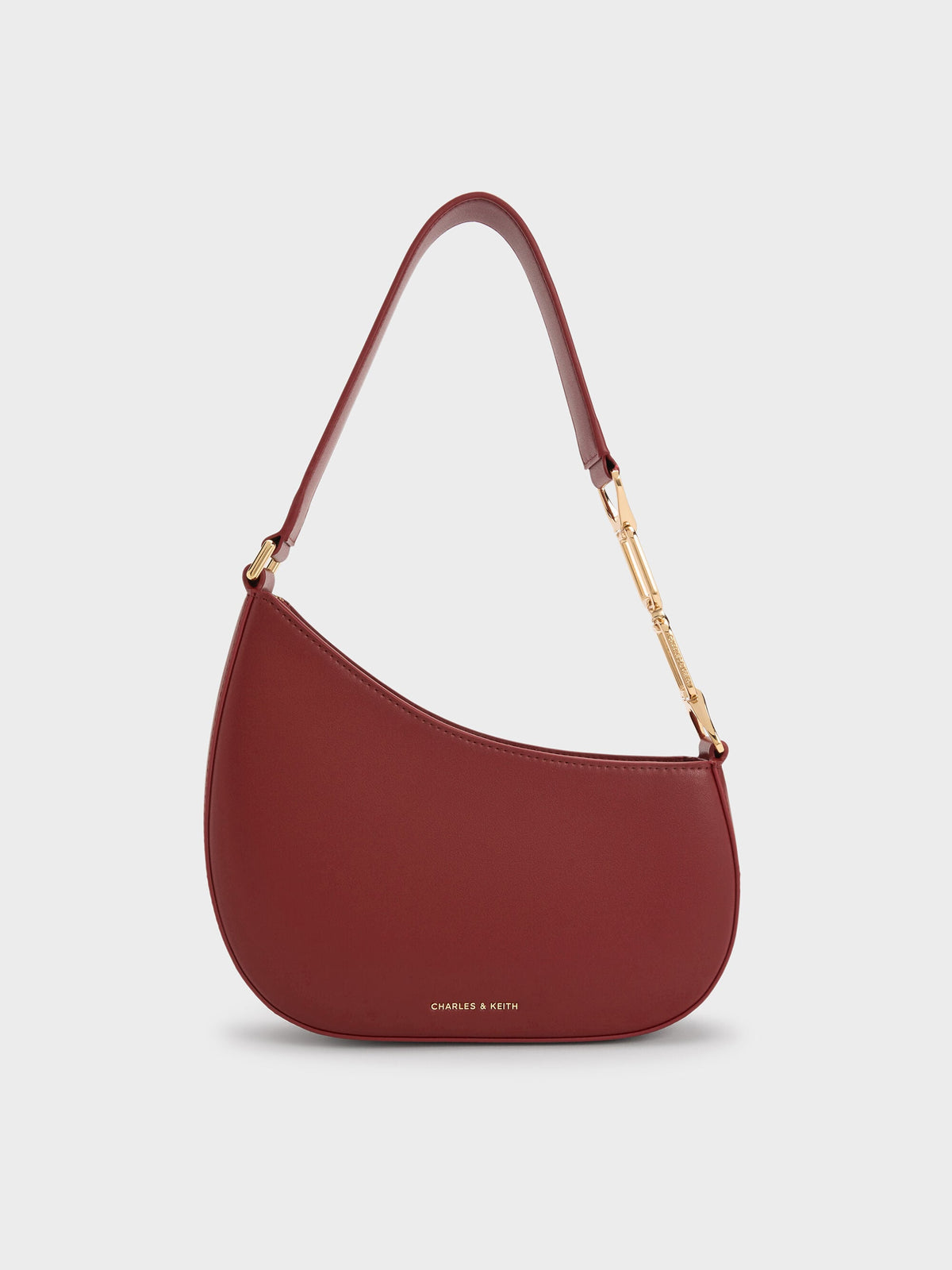 CHARLES & KEITH Popular | Agatha Chain-Strap Shoulder Bag - Burgundy