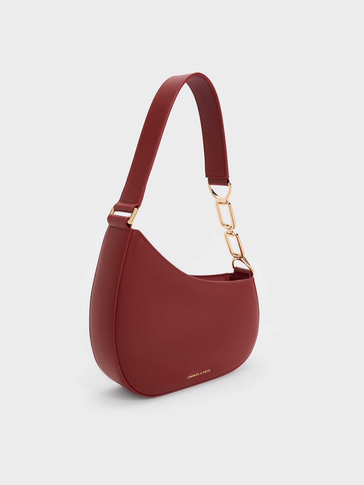 CHARLES & KEITH Popular | Agatha Chain-Strap Shoulder Bag - Burgundy