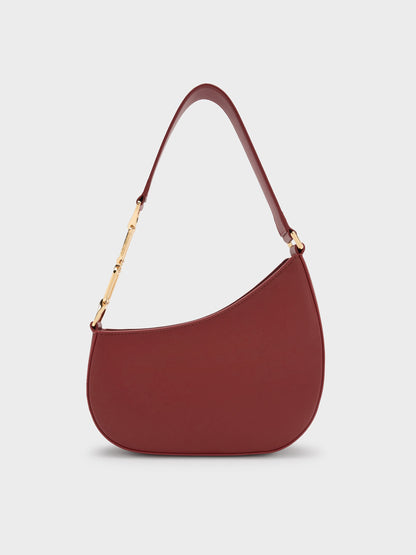 CHARLES & KEITH Popular | Agatha Chain-Strap Shoulder Bag - Burgundy