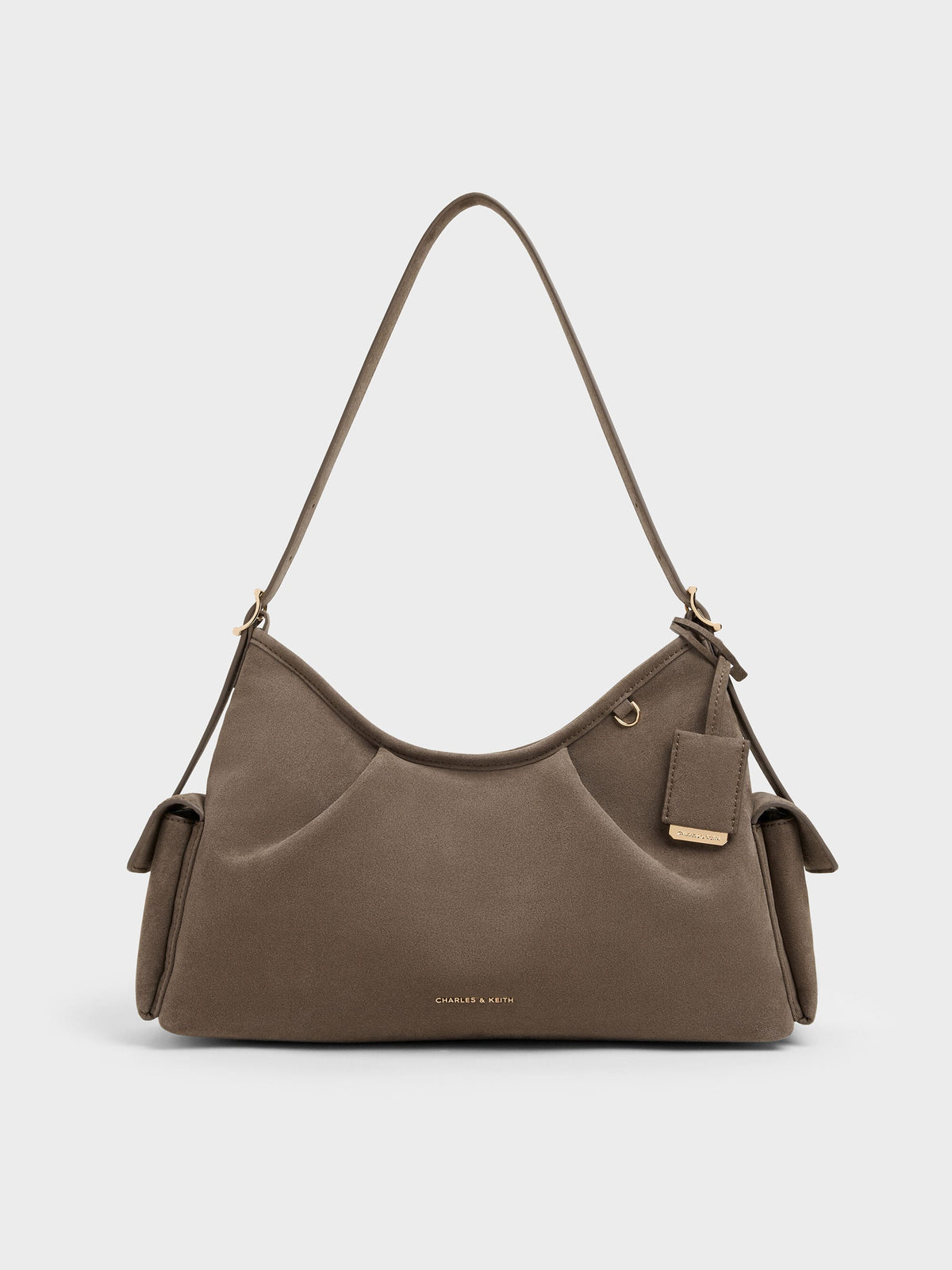 CHARLES & KEITH Exclusive | Khai Side-Pocket Shoulder Bag - Stone Grey