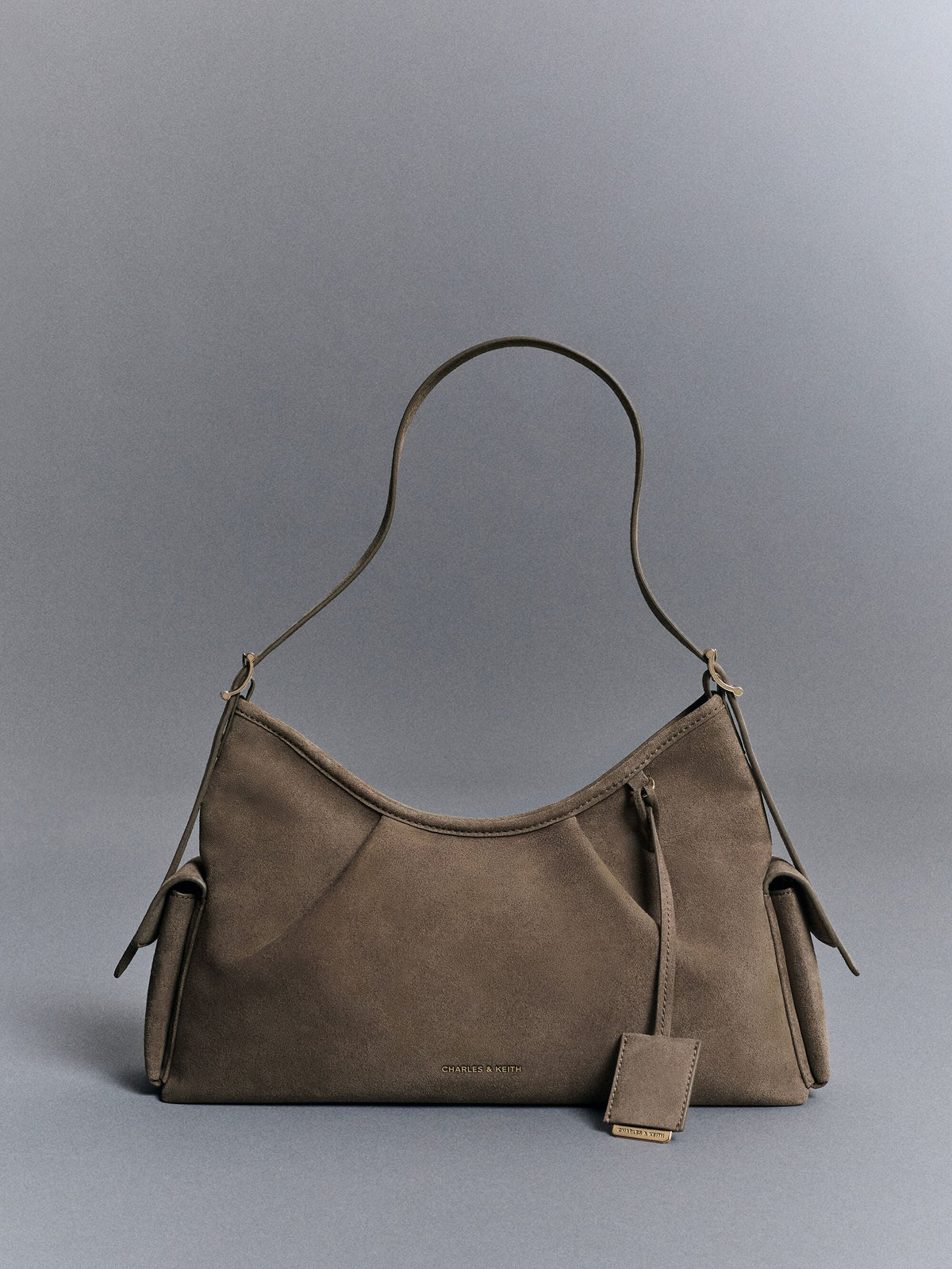 CHARLES & KEITH Exclusive | Khai Side-Pocket Shoulder Bag - Stone Grey