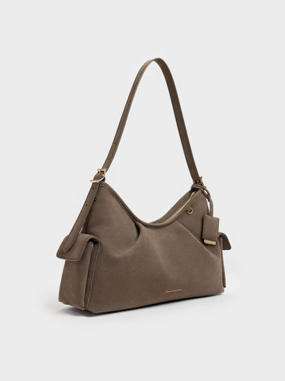 CHARLES & KEITH Exclusive | Khai Side-Pocket Shoulder Bag - Stone Grey