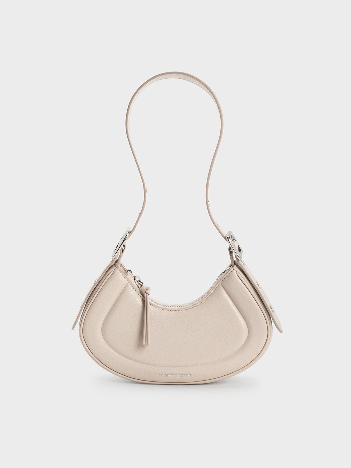 CHARLES & KEITH Recommended | Petra Curved Shoulder Bag - Oat