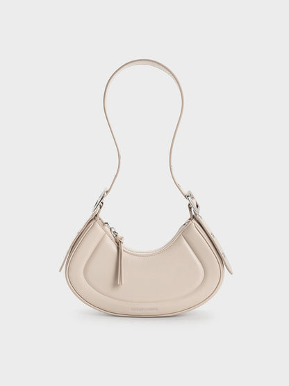 CHARLES & KEITH Recommended | Petra Curved Shoulder Bag - Oat