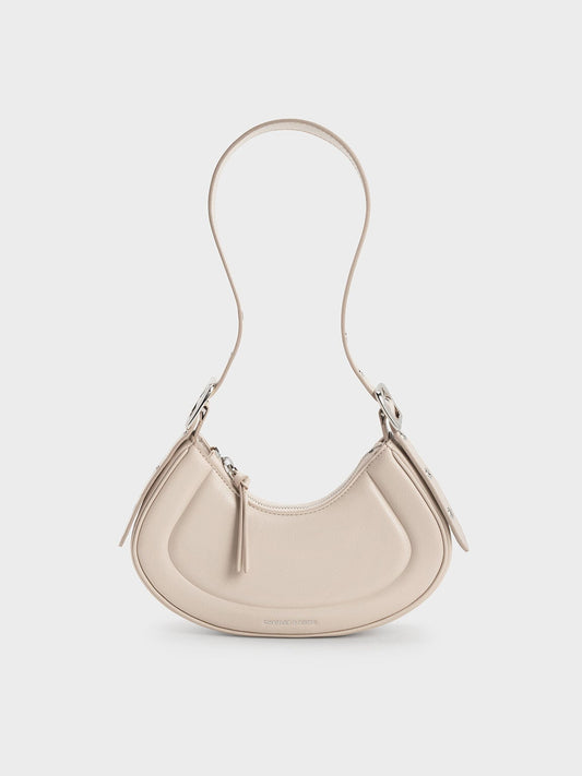CHARLES & KEITH Recommended | Petra Curved Shoulder Bag - Oat