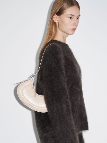 CHARLES & KEITH Recommended | Petra Curved Shoulder Bag - Oat