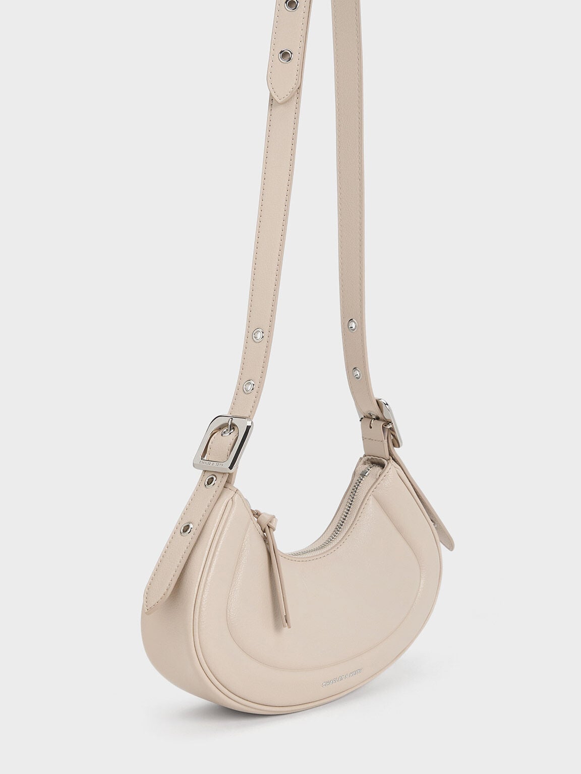 CHARLES & KEITH Recommended | Petra Curved Shoulder Bag - Oat