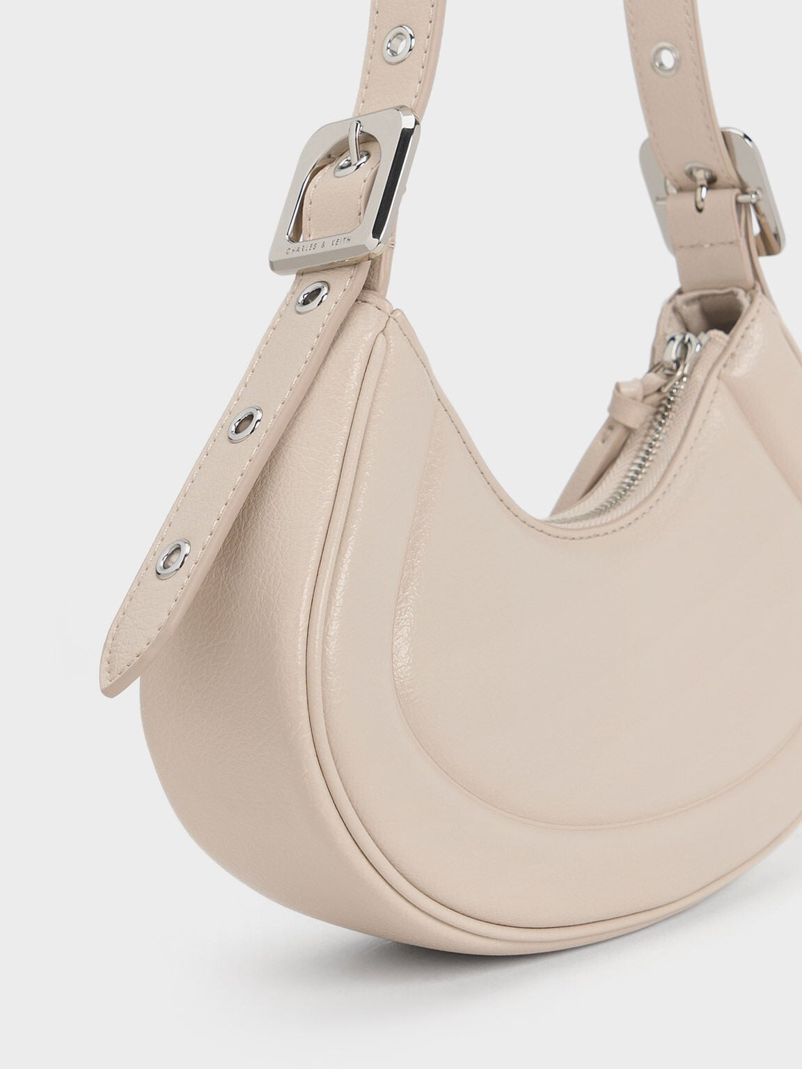CHARLES & KEITH Recommended | Petra Curved Shoulder Bag - Oat