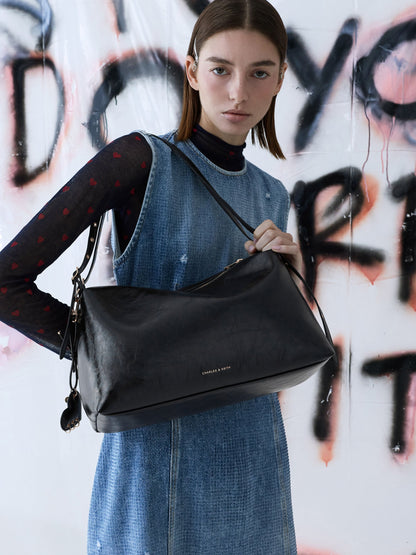 CHARLES & KEITH Exclusive | Rey Slouchy Shoulder Bag - Black