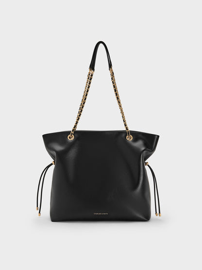 CHARLES & KEITH Sale | Arya Braided-Chain Tote Bag - Black