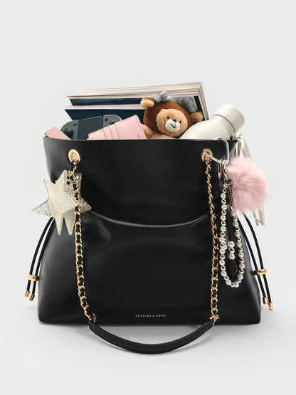 CHARLES & KEITH Sale | Arya Braided-Chain Tote Bag - Black