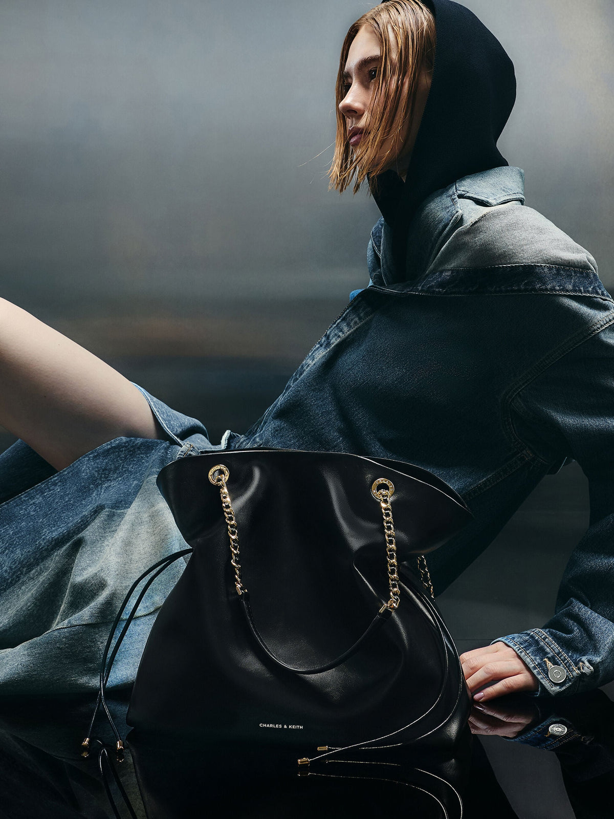 CHARLES & KEITH Sale | Arya Braided-Chain Tote Bag - Black