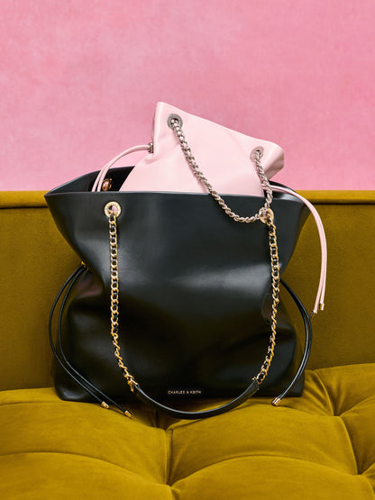 CHARLES & KEITH Sale | Arya Braided-Chain Tote Bag - Black
