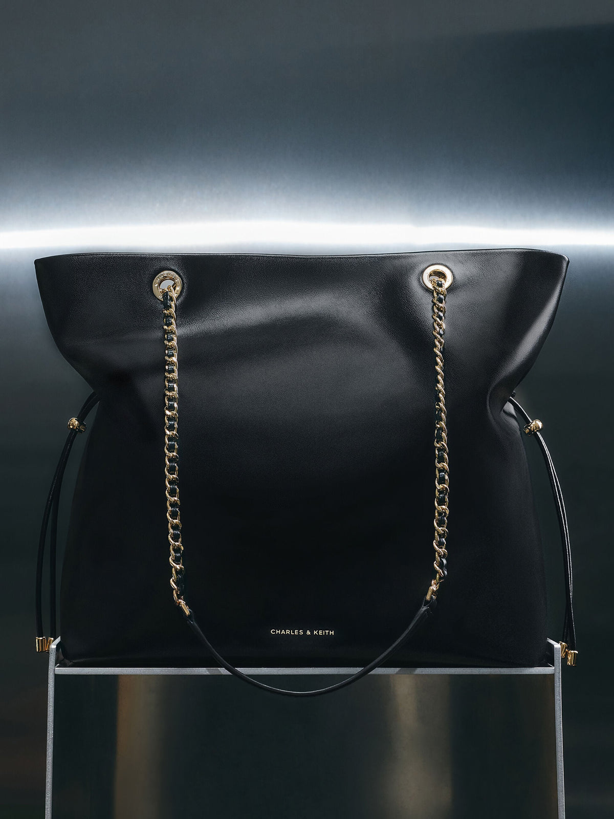 CHARLES & KEITH Sale | Arya Braided-Chain Tote Bag - Black