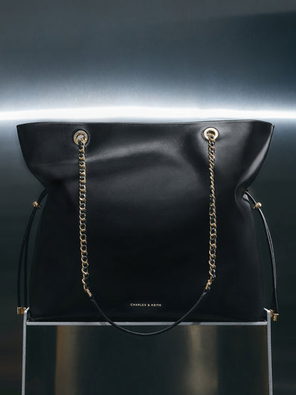 CHARLES & KEITH Sale | Arya Braided-Chain Tote Bag - Black