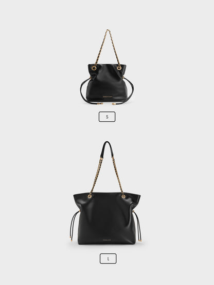 CHARLES & KEITH Sale | Arya Braided-Chain Tote Bag - Black