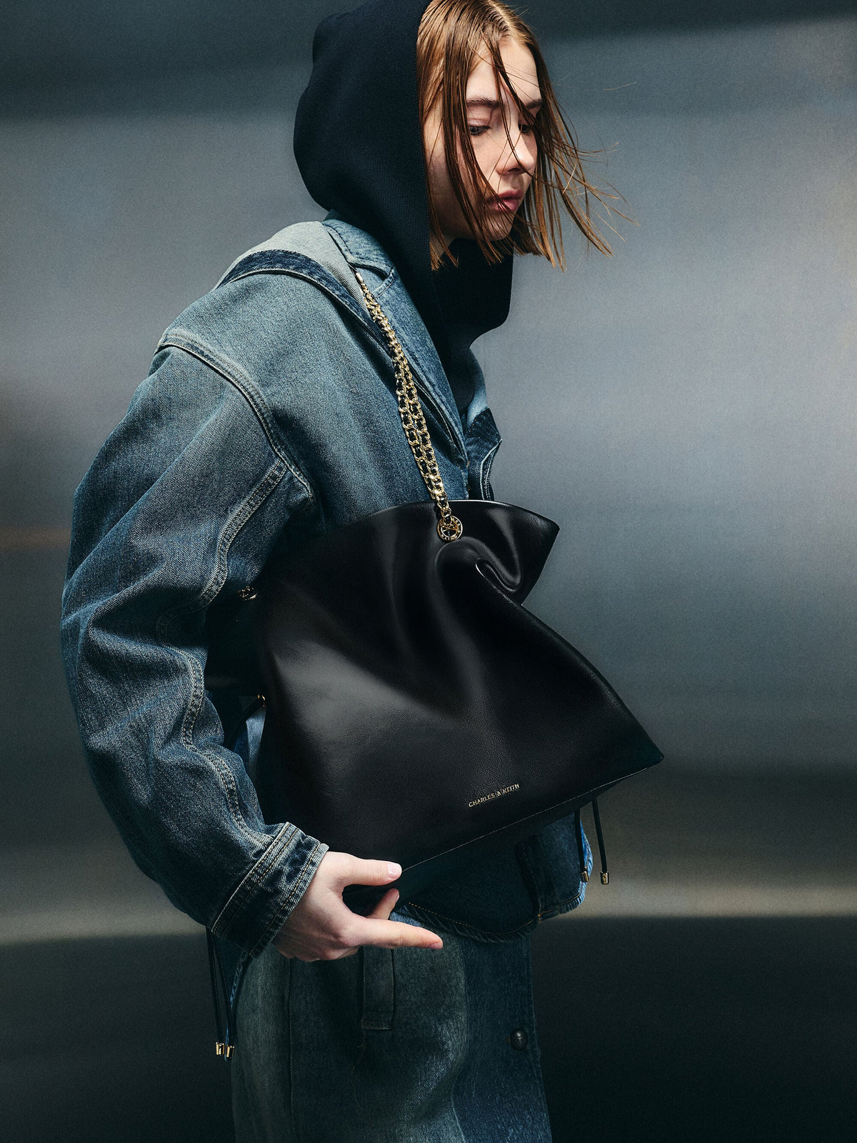 CHARLES & KEITH Sale | Arya Braided-Chain Tote Bag - Black
