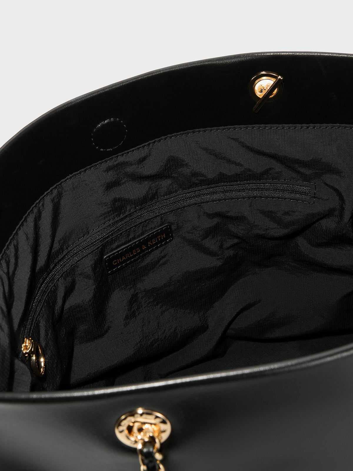 CHARLES & KEITH Sale | Arya Braided-Chain Tote Bag - Black