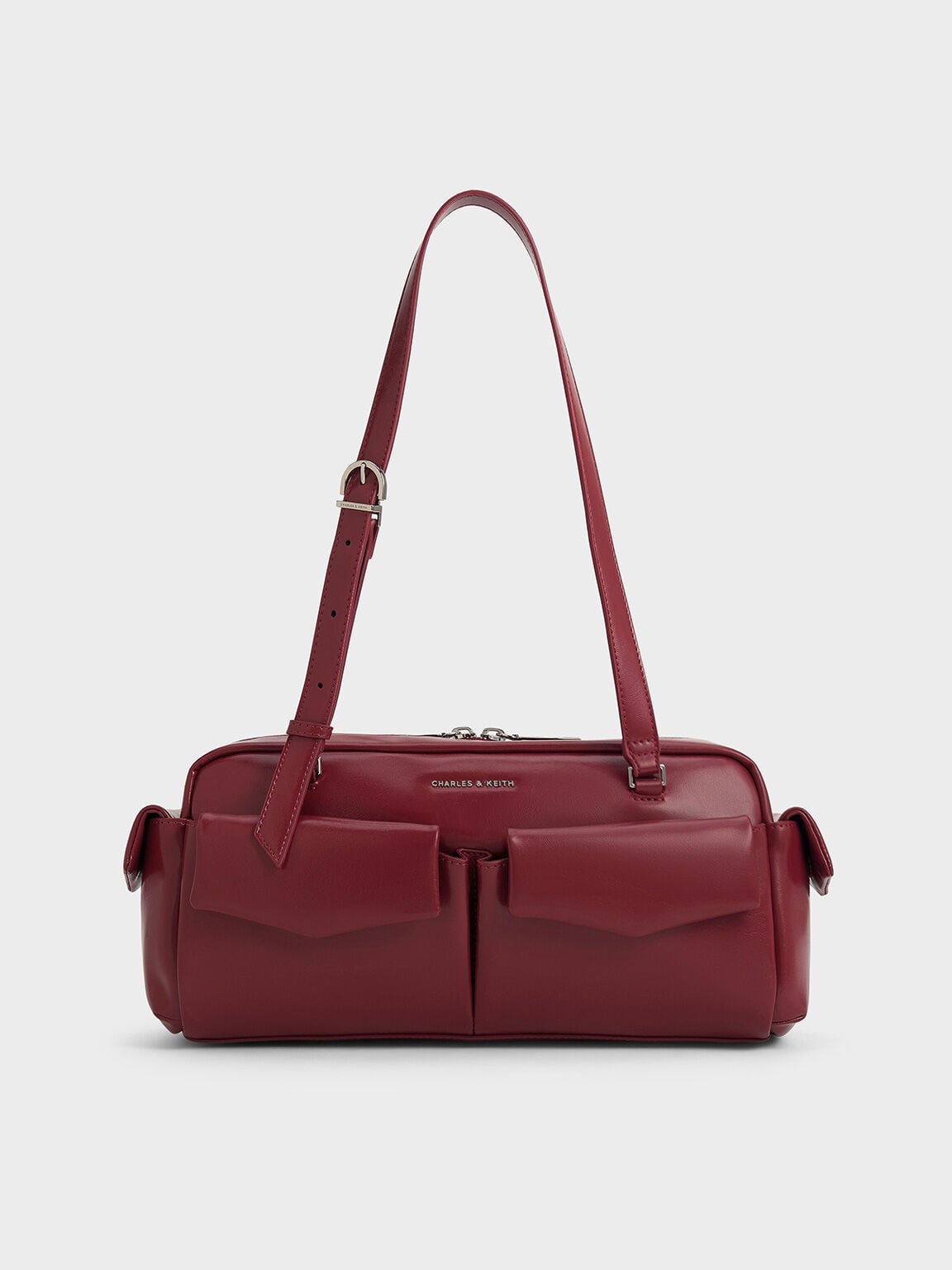 CHARLES & KEITH Hot Sale | Rachel Multi-Pocket Shoulder Bag - Burgundy