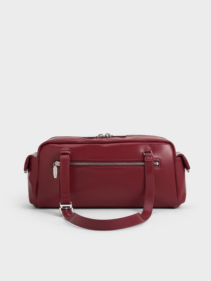 CHARLES & KEITH Hot Sale | Rachel Multi-Pocket Shoulder Bag - Burgundy