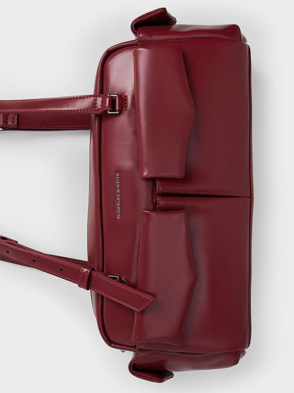 CHARLES & KEITH Hot Sale | Rachel Multi-Pocket Shoulder Bag - Burgundy