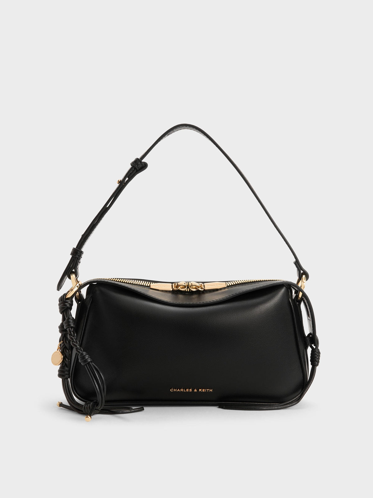 CHARLES & KEITH Recommended | Mini Haylen Braided-Charm Shoulder Bag - Black