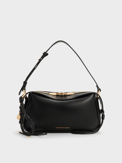 CHARLES & KEITH Recommended | Mini Haylen Braided-Charm Shoulder Bag - Black