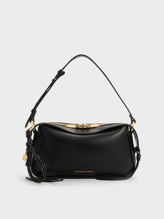 CHARLES & KEITH Recommended | Mini Haylen Braided-Charm Shoulder Bag - Black
