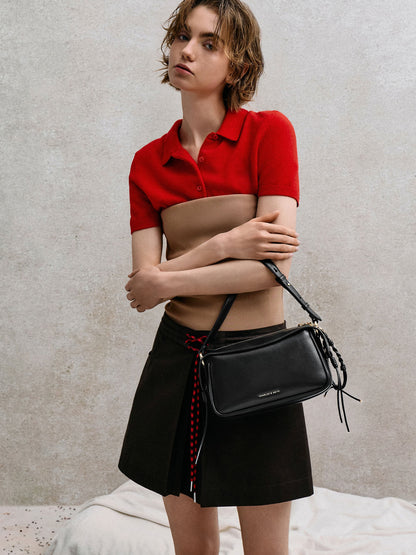 CHARLES & KEITH Recommended | Mini Haylen Braided-Charm Shoulder Bag - Black
