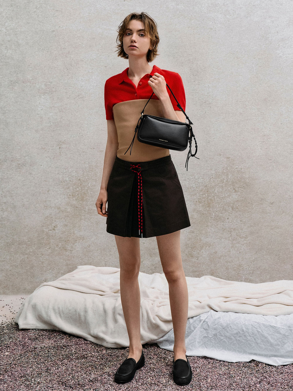 CHARLES & KEITH Recommended | Mini Haylen Braided-Charm Shoulder Bag - Black