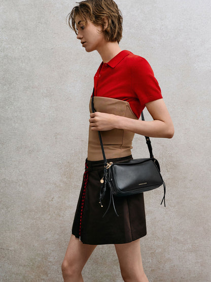 CHARLES & KEITH Recommended | Mini Haylen Braided-Charm Shoulder Bag - Black