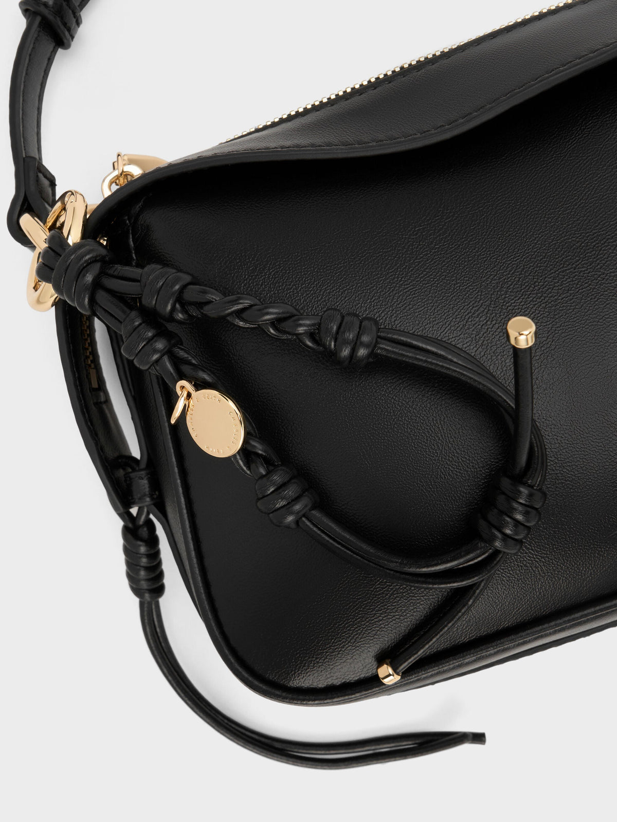 CHARLES & KEITH Recommended | Mini Haylen Braided-Charm Shoulder Bag - Black