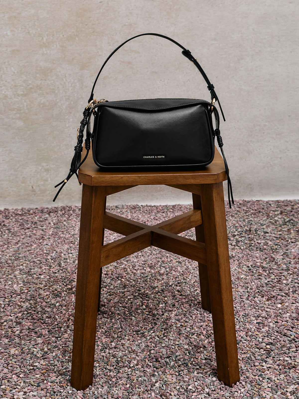 CHARLES & KEITH Recommended | Mini Haylen Braided-Charm Shoulder Bag - Black